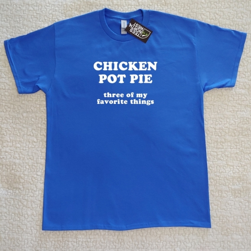 NWT Chicken Pot Pie Graphic Tee, Various Sizes, Royal Blue, Short Sleeved